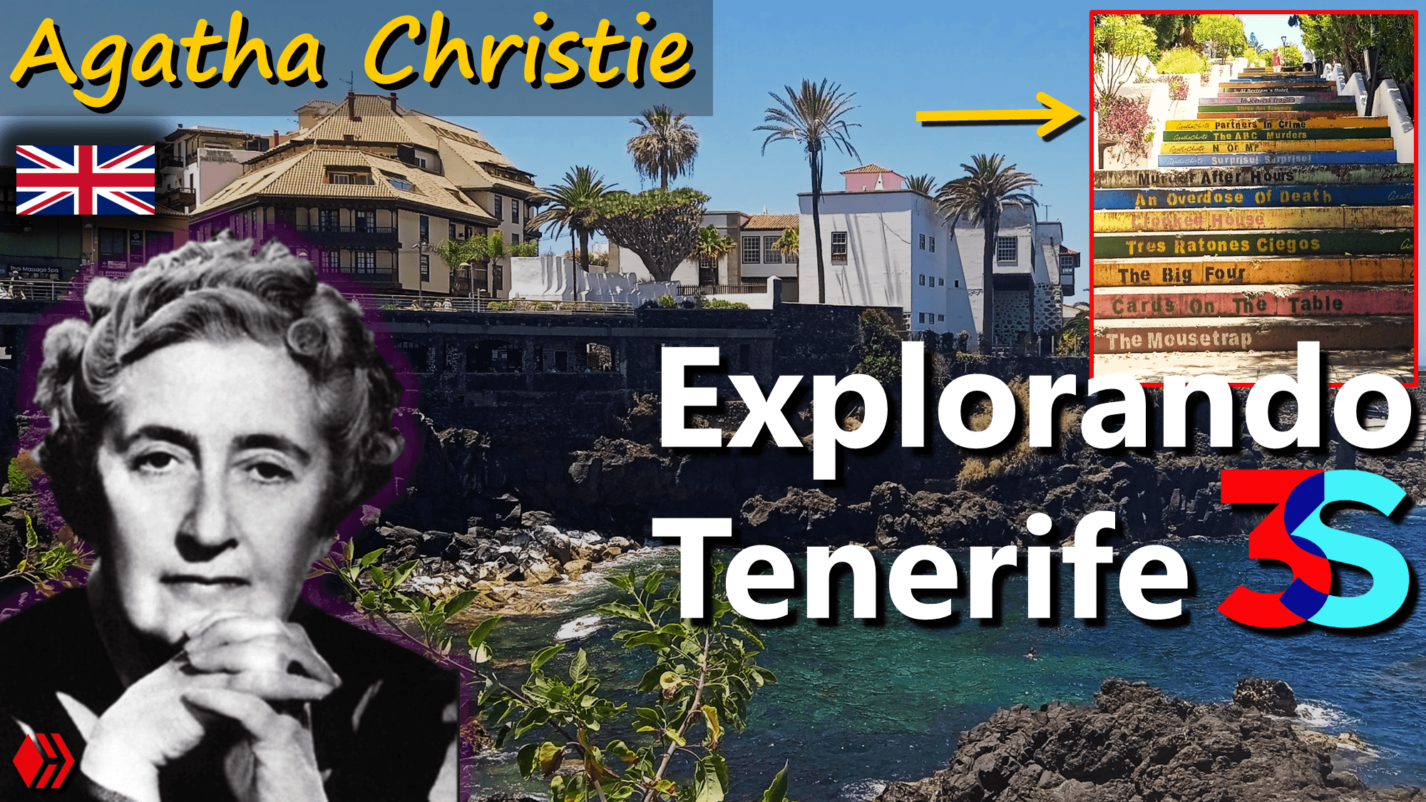 Explorando Tenerife Monumento a Agatha Christie en Puerto de la Cruz Escaleras Pintadas Libros Hive 3Speak acont.png