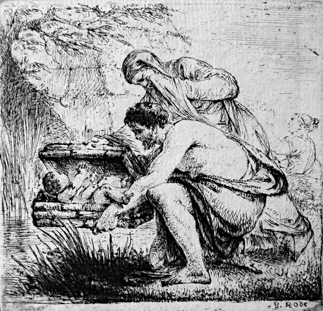 Moses set adrift on the Nile in a basket James Steakley public.JPG