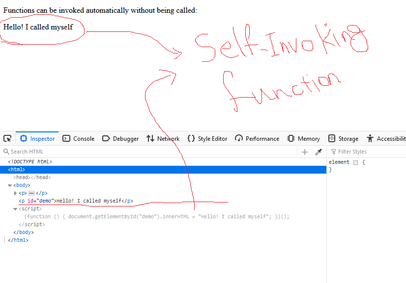 Self-invoking functions