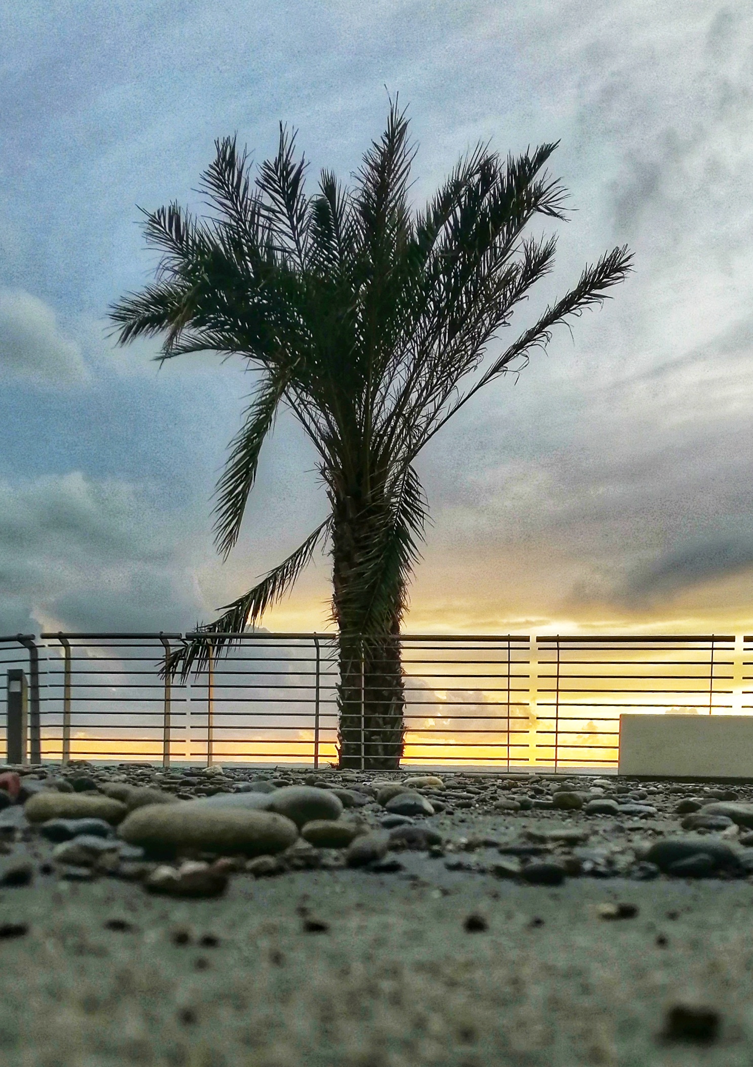 I sassi della spiaggia sbalzati sulla passeggiata dalla mareggiata... 