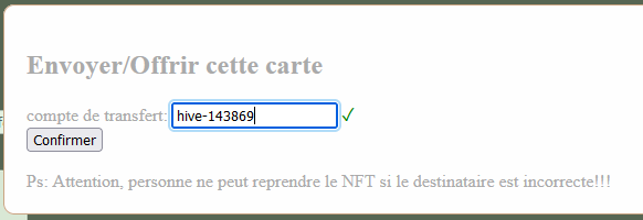 Le checkmark s'affiche, durant la frappe, si le compte existe, afin d'éviter d'envoyer vers une mauvaise destination