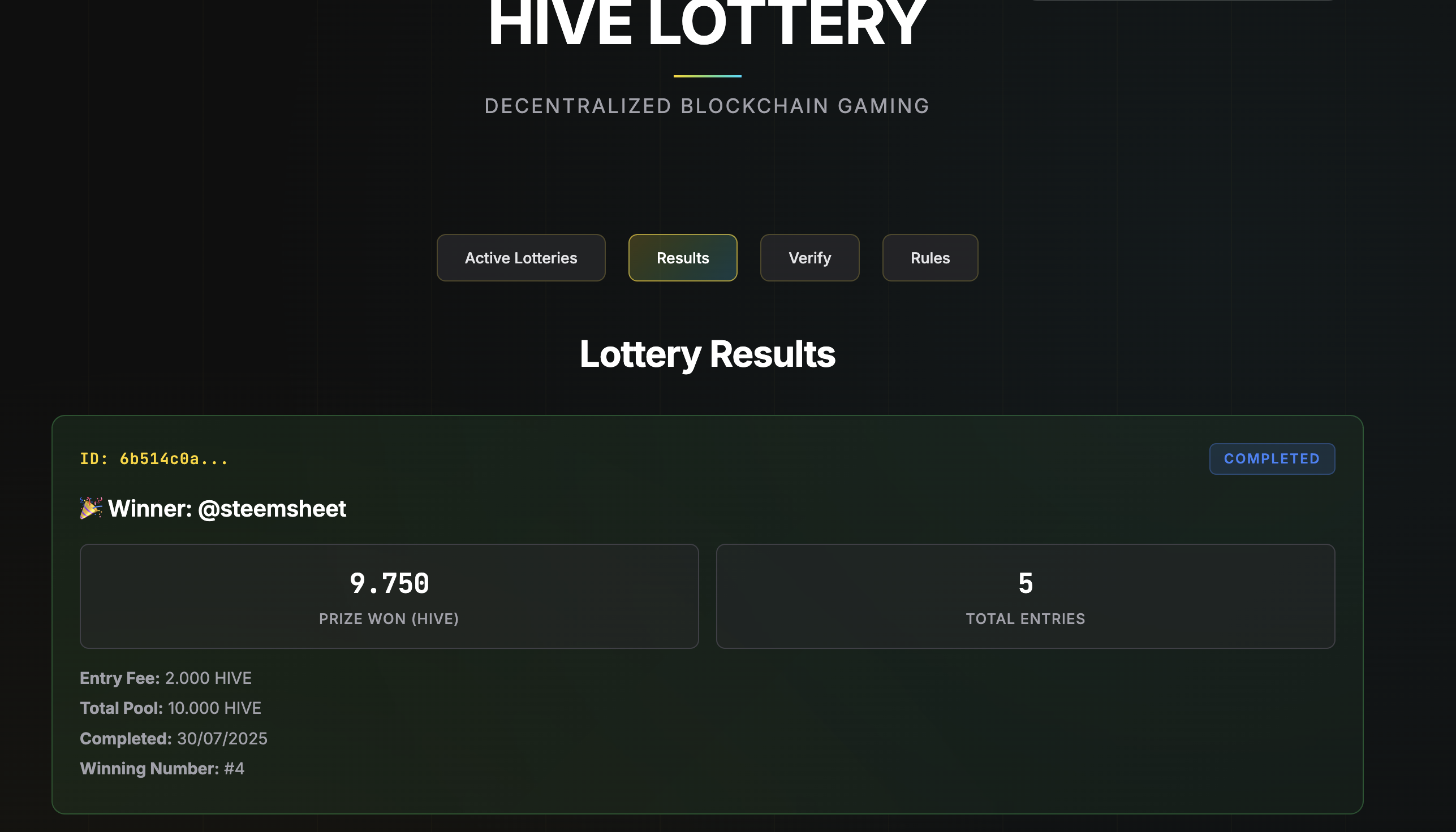 First successful Hive Lotto draw and future dev plans