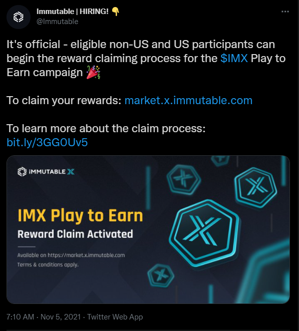 Immutable X (IMX) Claims