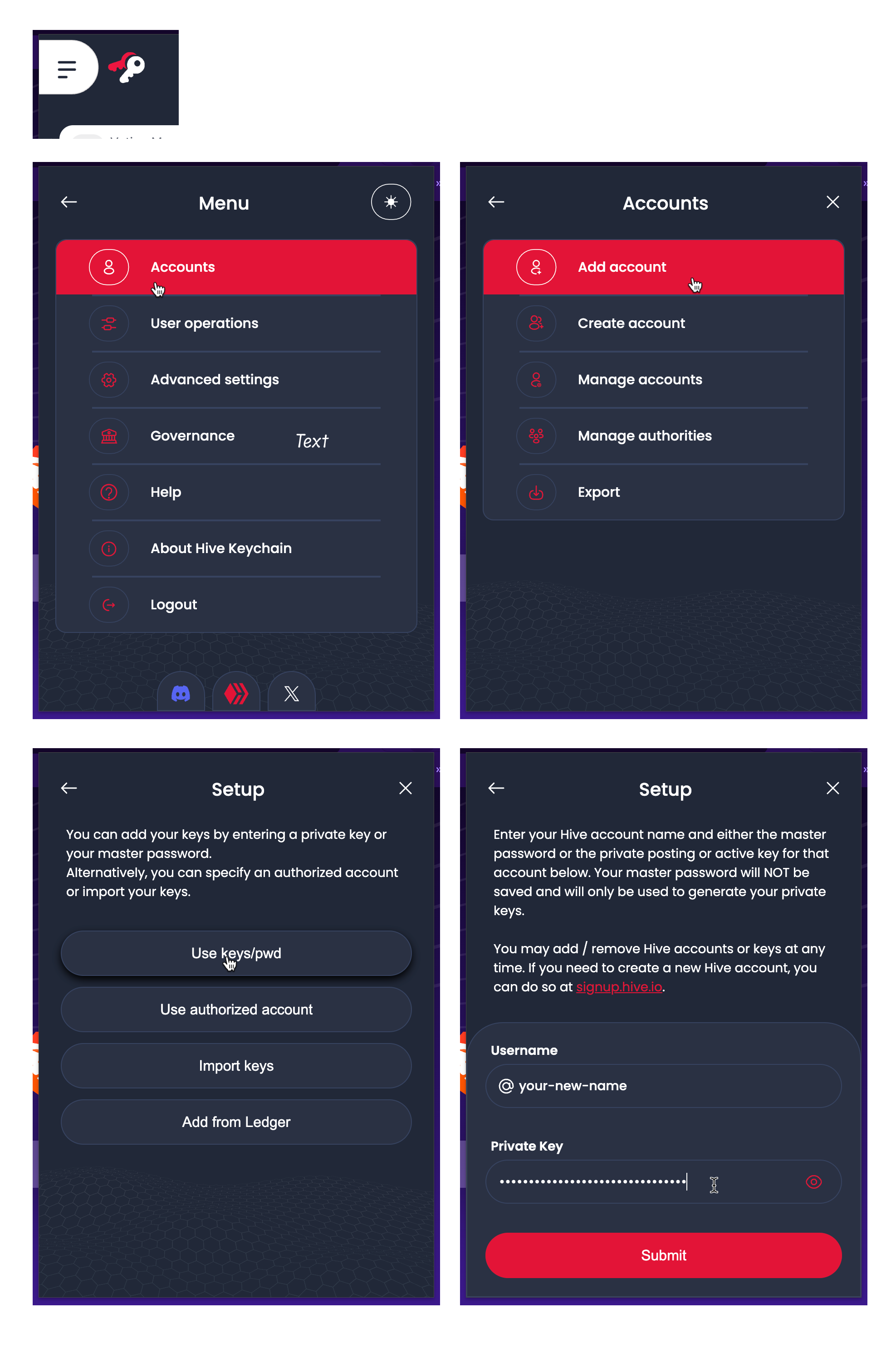 Adding a new account to Keychain