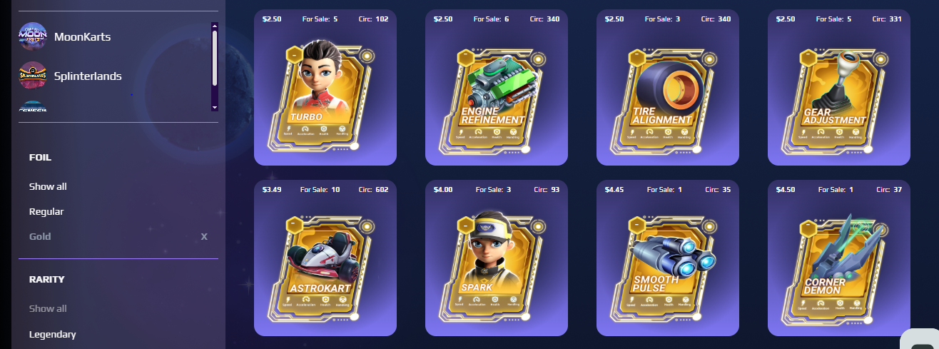 Gold Foil Cards in Moon Karts Not Just Luxury 