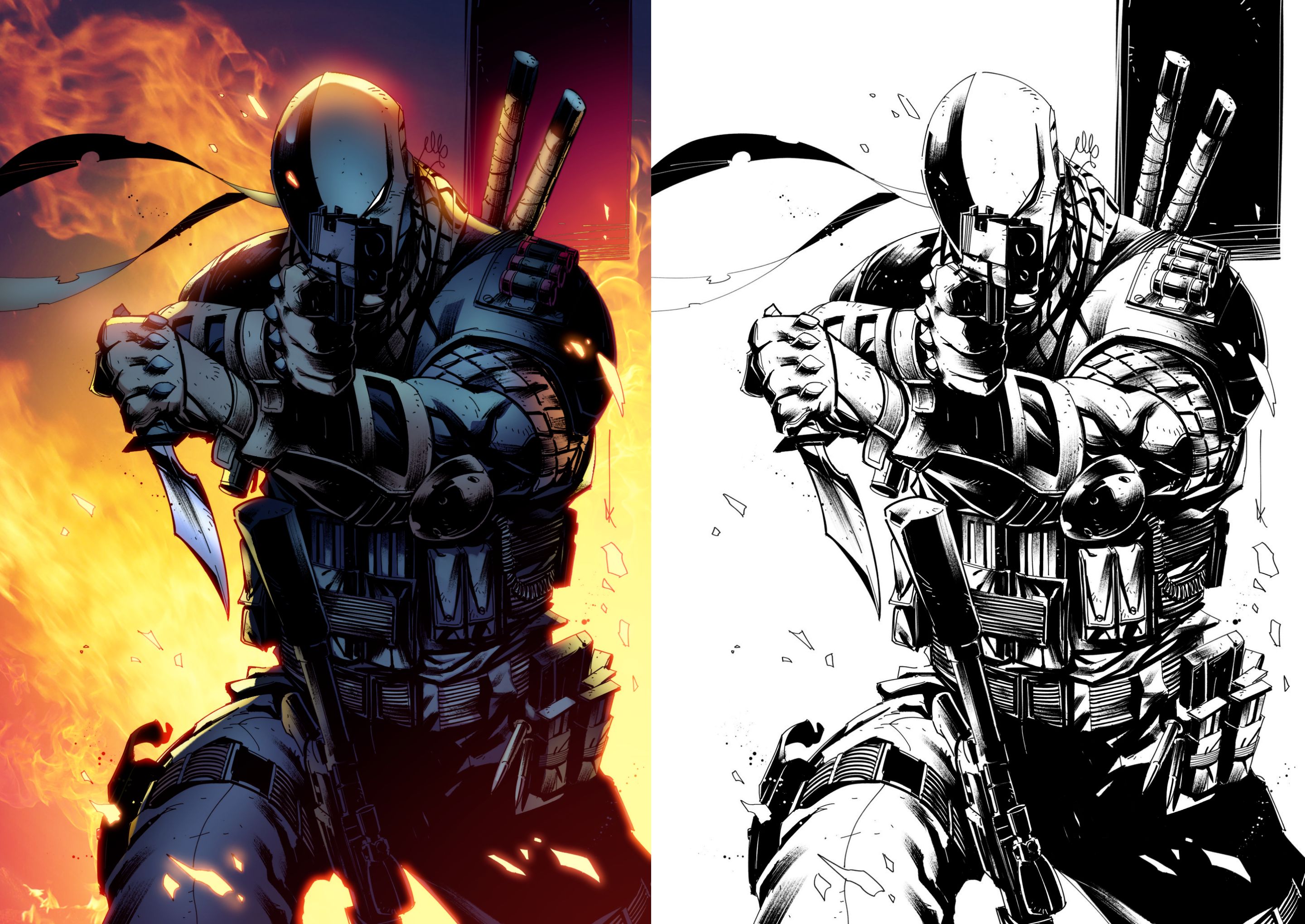Death Stroke Black and White comparision