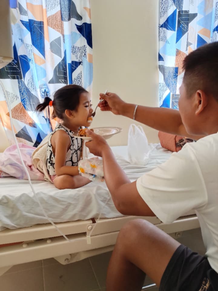 Update from my sister: her father feed her a food.