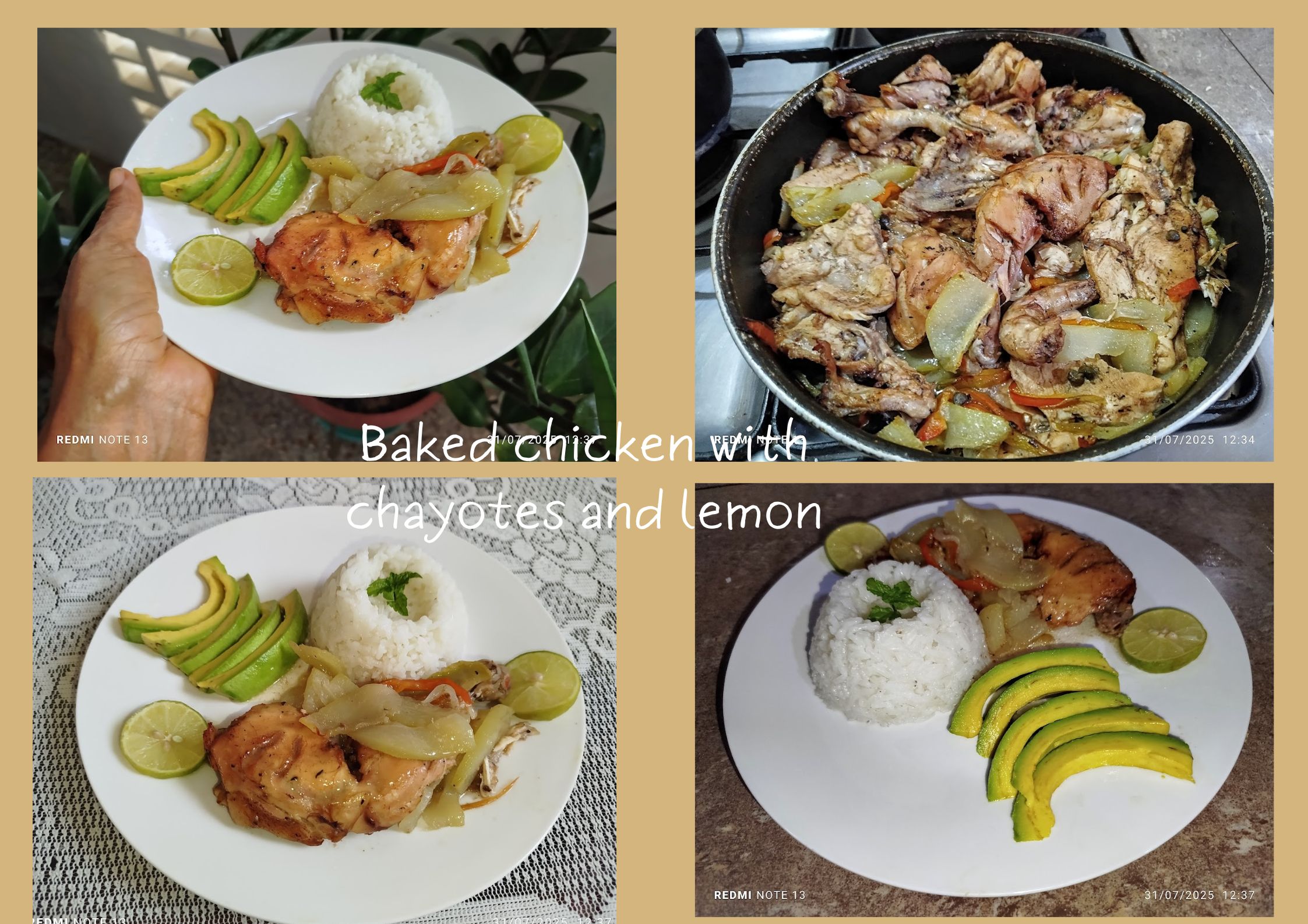 Delicious baked chicken with chayotes and lemon // (Esp/Eng)