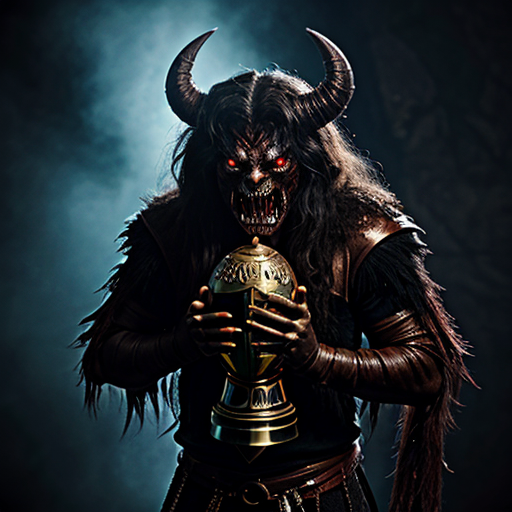 demon holding trophy