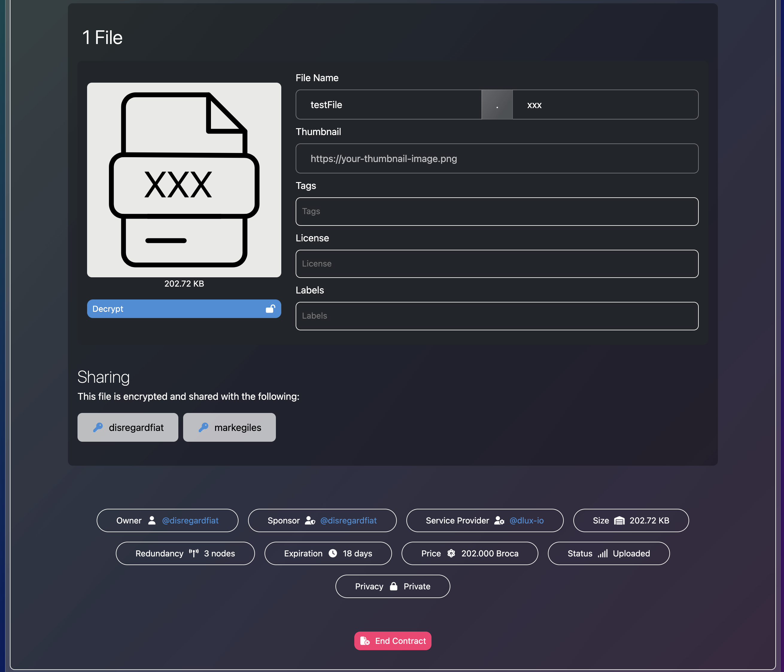 File Metadata and Contract Sharing Control