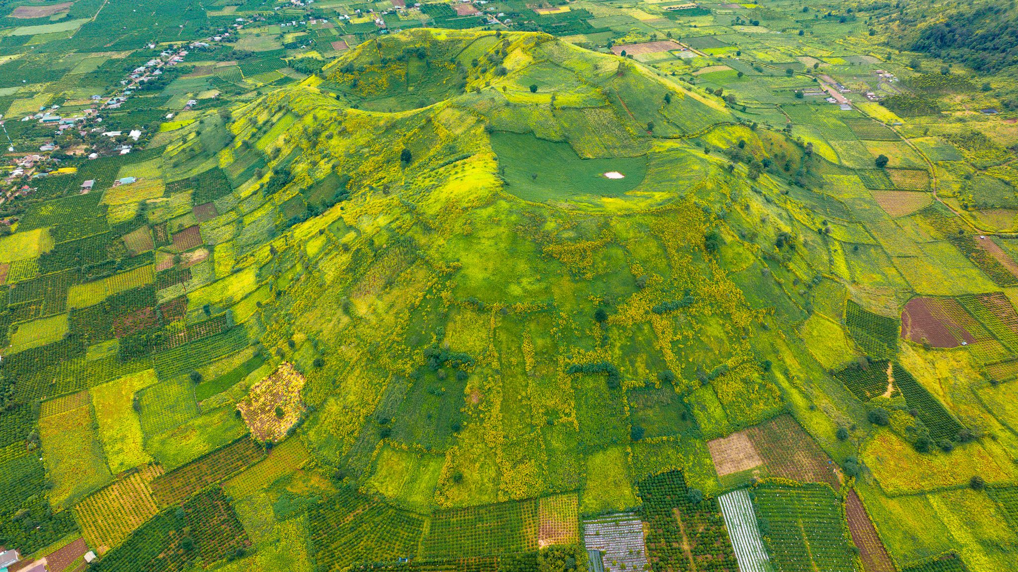 Volcanic craters seen from above