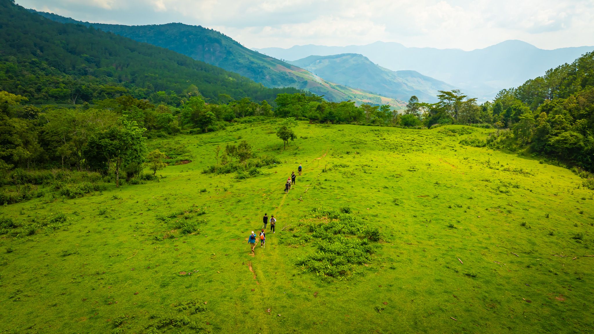 We trekked through a stepp to the mountain range.