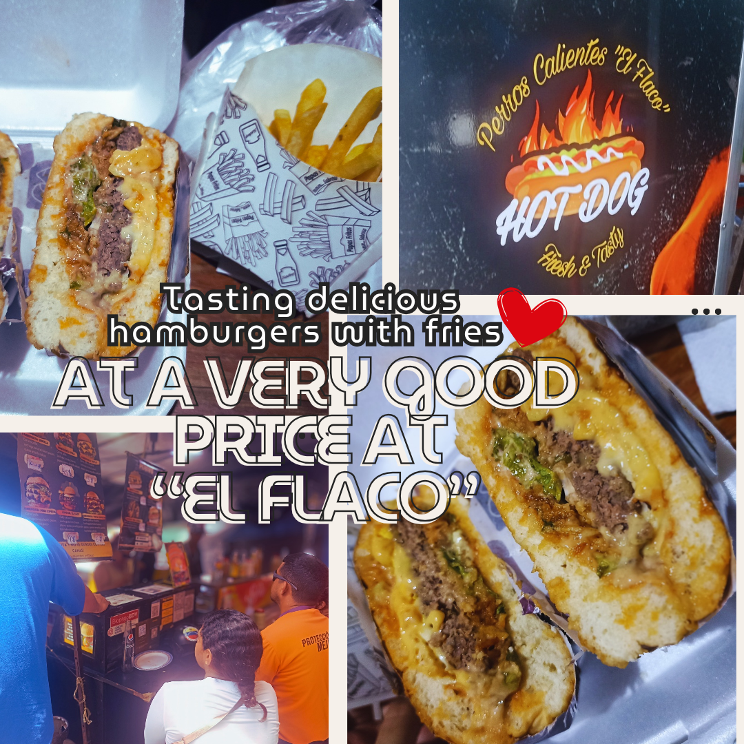 Probando deliciosas hamburguesas con papas fritas a muy buen precio en "El flaco" || Tasting delicious hamburgers with fries at a very good price at “El flaco”