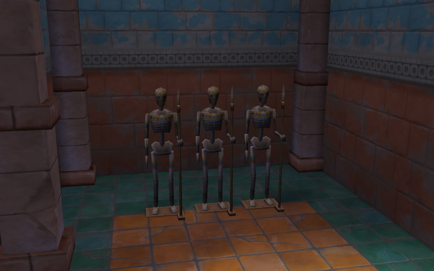Find the right skeleton to open the gate in the temple.