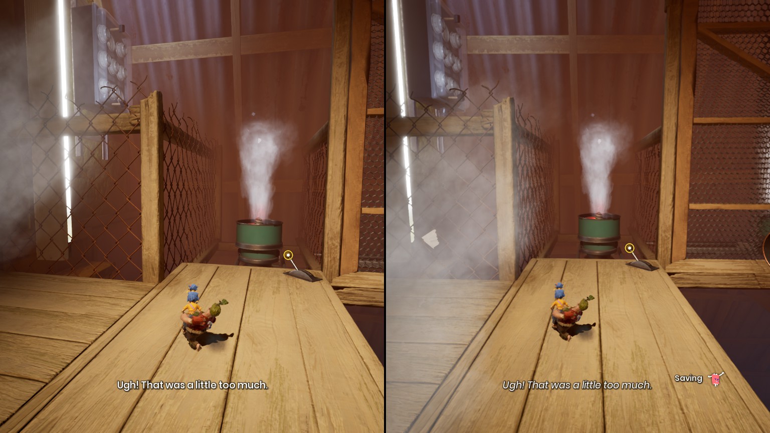You can see both your and your partners screen while playing.