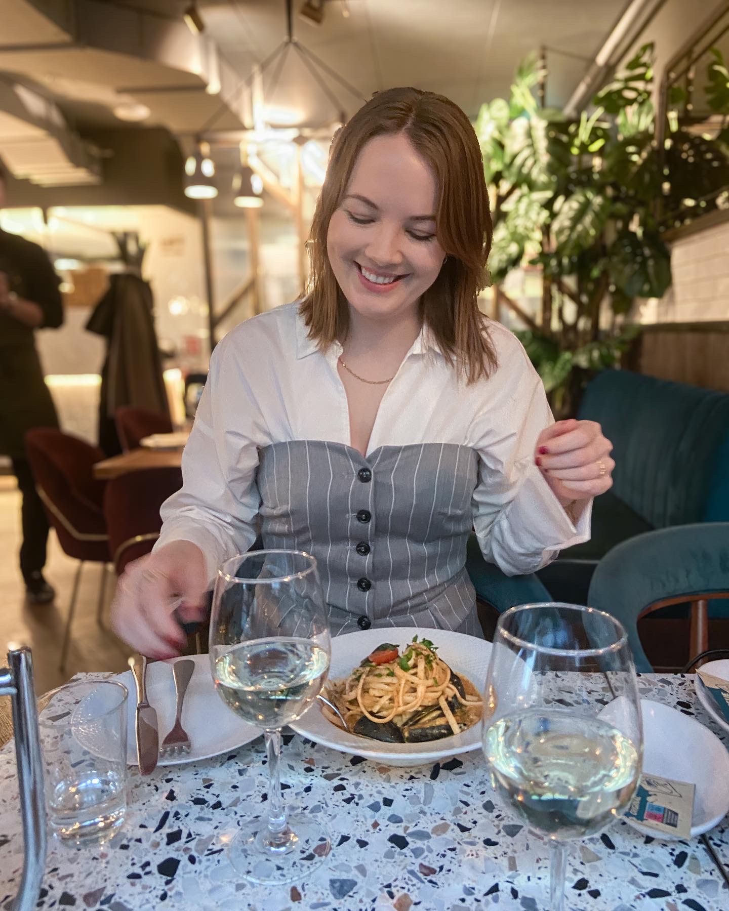 Some pasta liguine with seafood is my favorite. This italian resteurant both look good and had great food and drinks. 