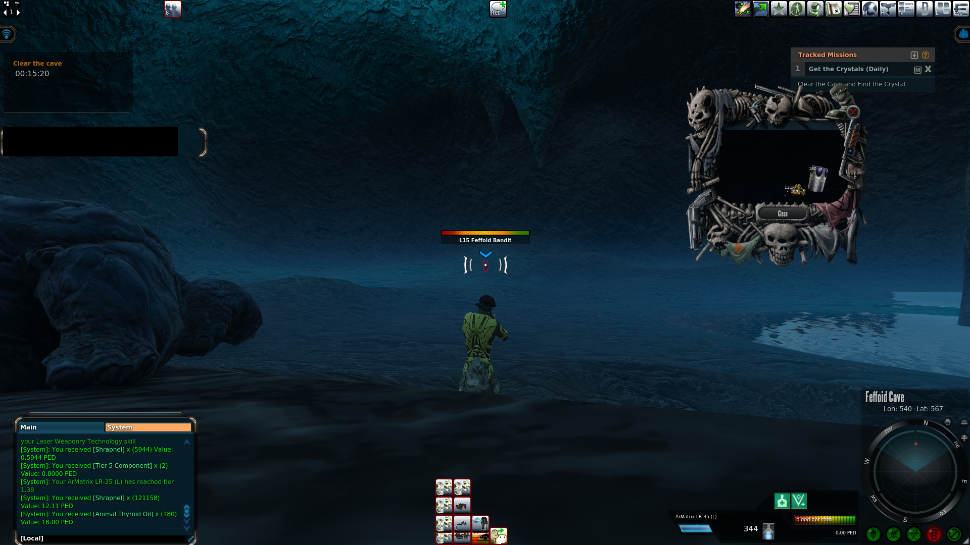 30 PED in Loot in Feffoid Cave daily mission.png