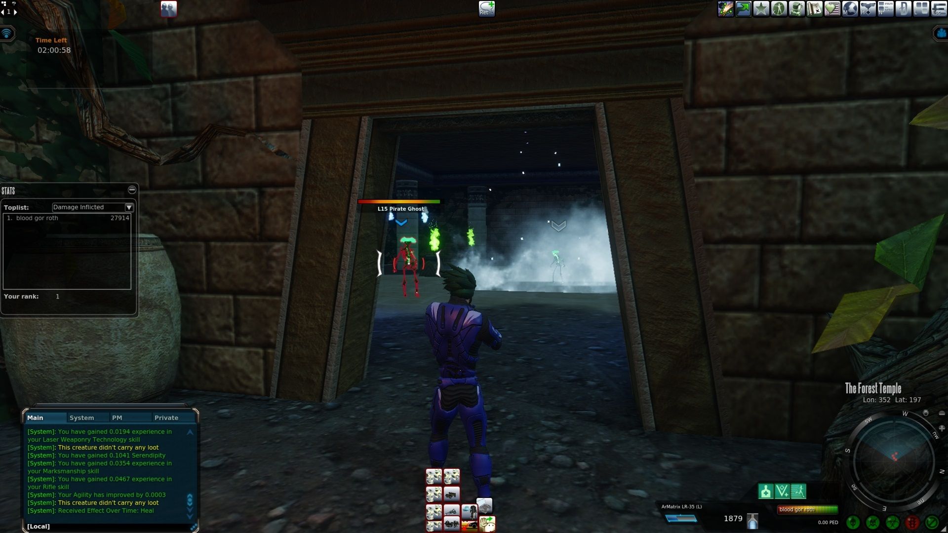 clearing the respawn room Secret Island Forest Temple Entropia Universe.jpg