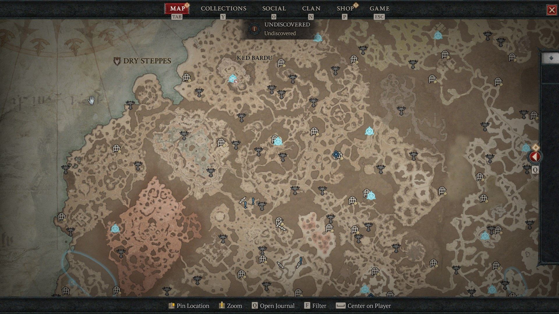 Diablo IV  Dry Steppes Altars of Lilith location map showing all.jpg