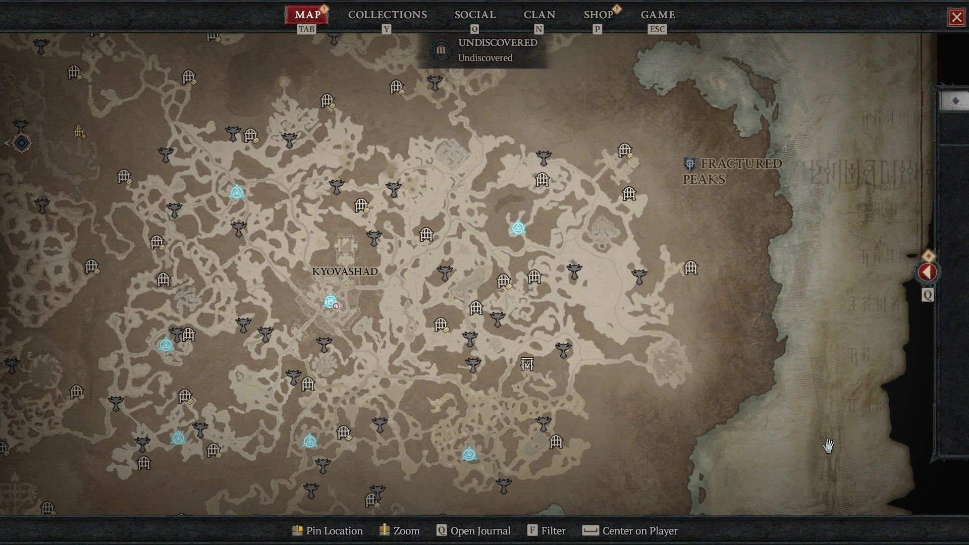 Diablo IV Fractured Peaks Altars of Lilith location map showing all.jpg
