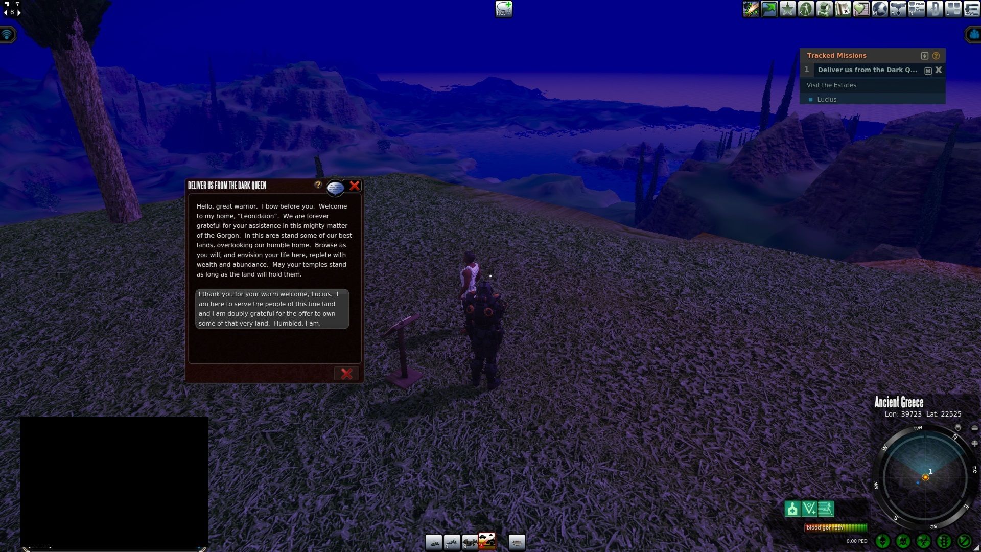 Deliver us from the Dark Queen mission talking to NPCs Ancient Greece Entropia Universe.jpg