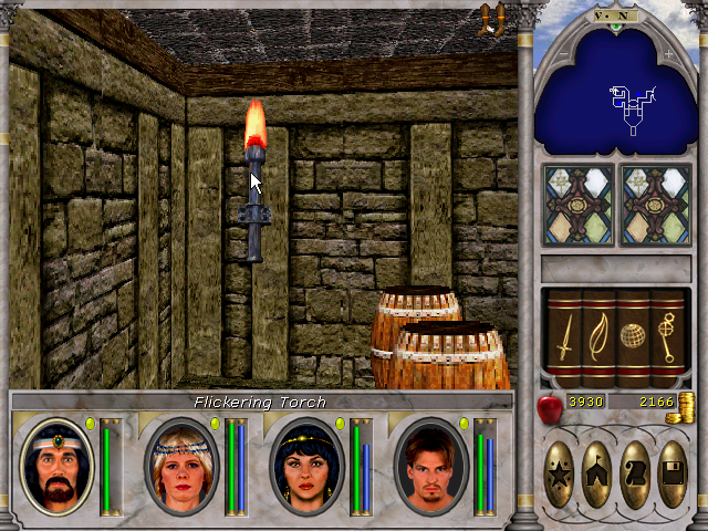 torch that opened up hidden wall to a button Temple Of The Fist Might and Magic VI.png