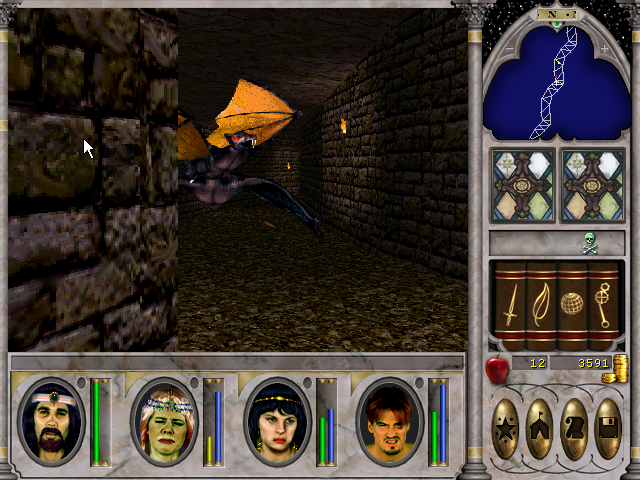 long tunnel with bats to clear in might and magic vi.png