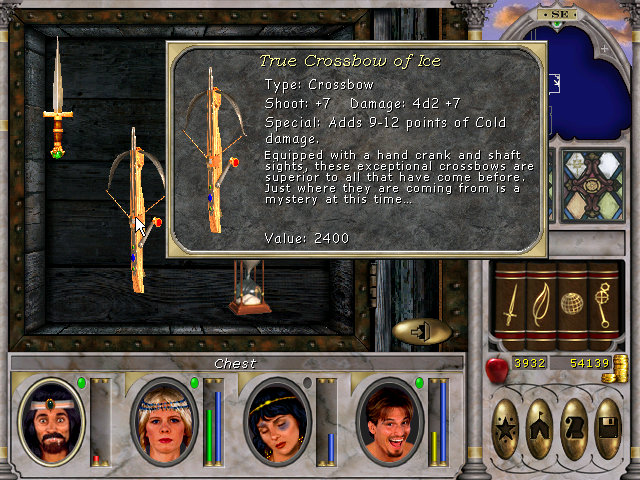 looted a true crossbow of ice in Gharik’s Forge might and magic VI.png