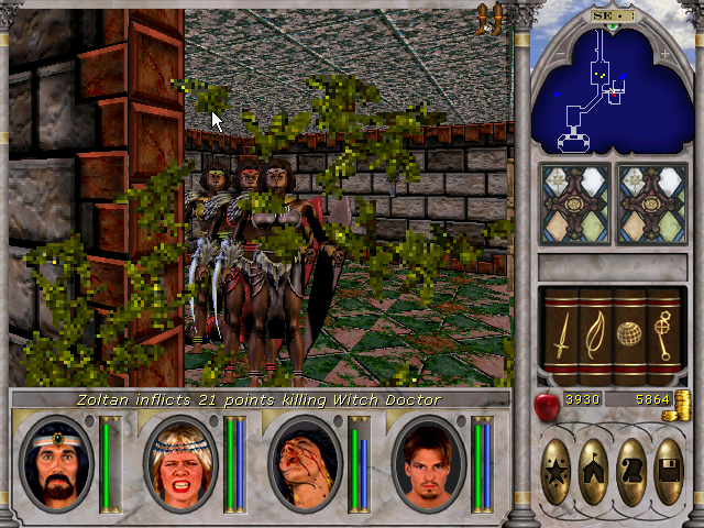 clearing out a small room in  Temple Of Tsantsa Might And Magic VI.png