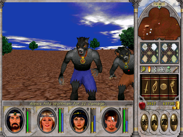 running into some wolf man in Blackshire Might And Magic VI.png
