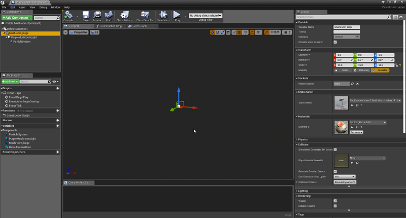 creating a blueprint and adding some lighting to a mushroom.png