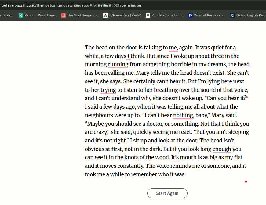 The Head On The Door, a five minute freewrite