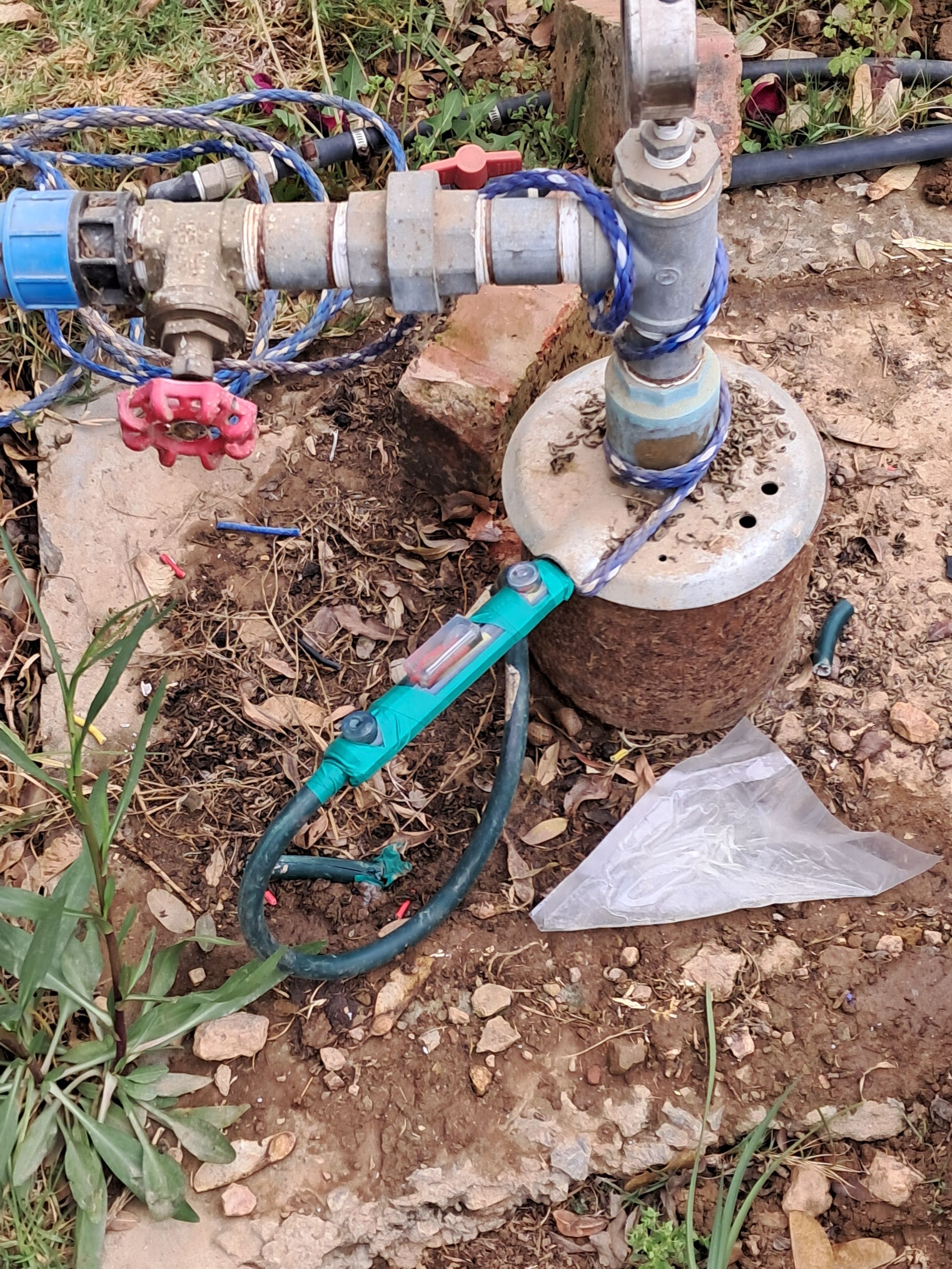 The new connection between the new cable and the existing cable to the pump, about 50m (about 165 foot) below