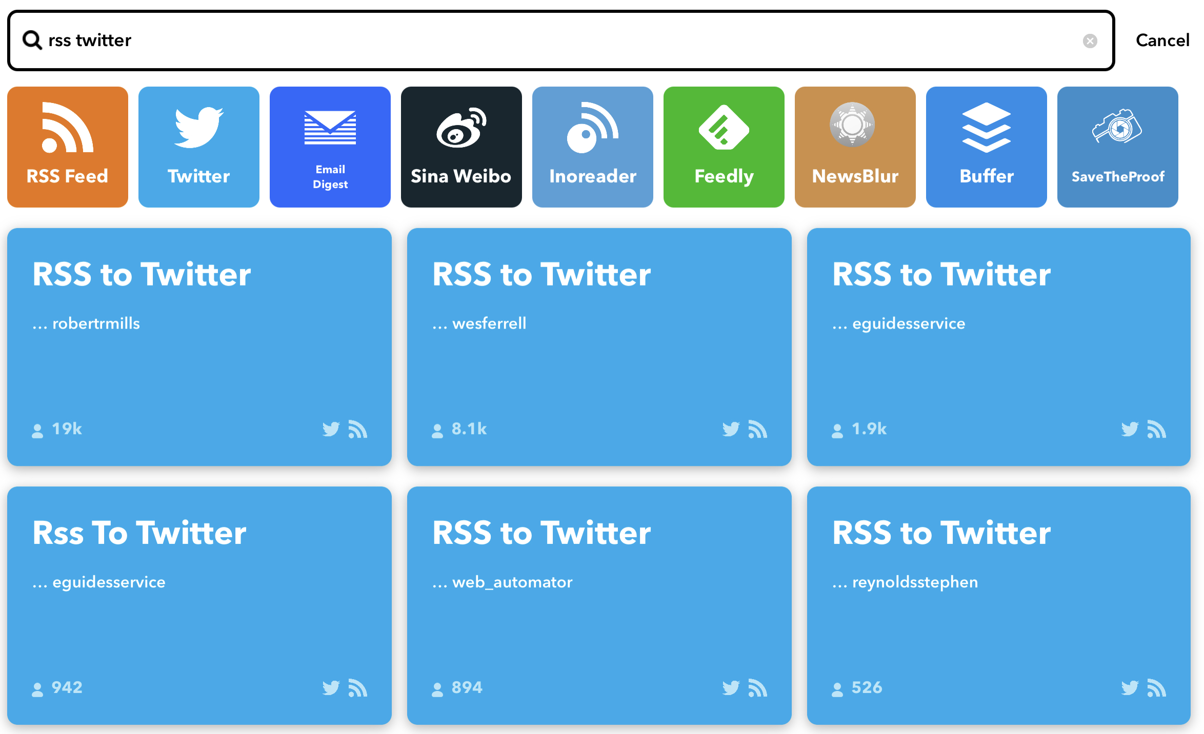 RSS to Twitter IFTTT applets