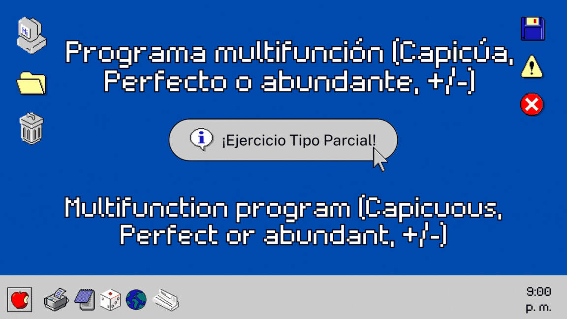 Programa multifunción (Capicúa, Perfecto o abundante, +/-) [ESP-ENG]  | C++