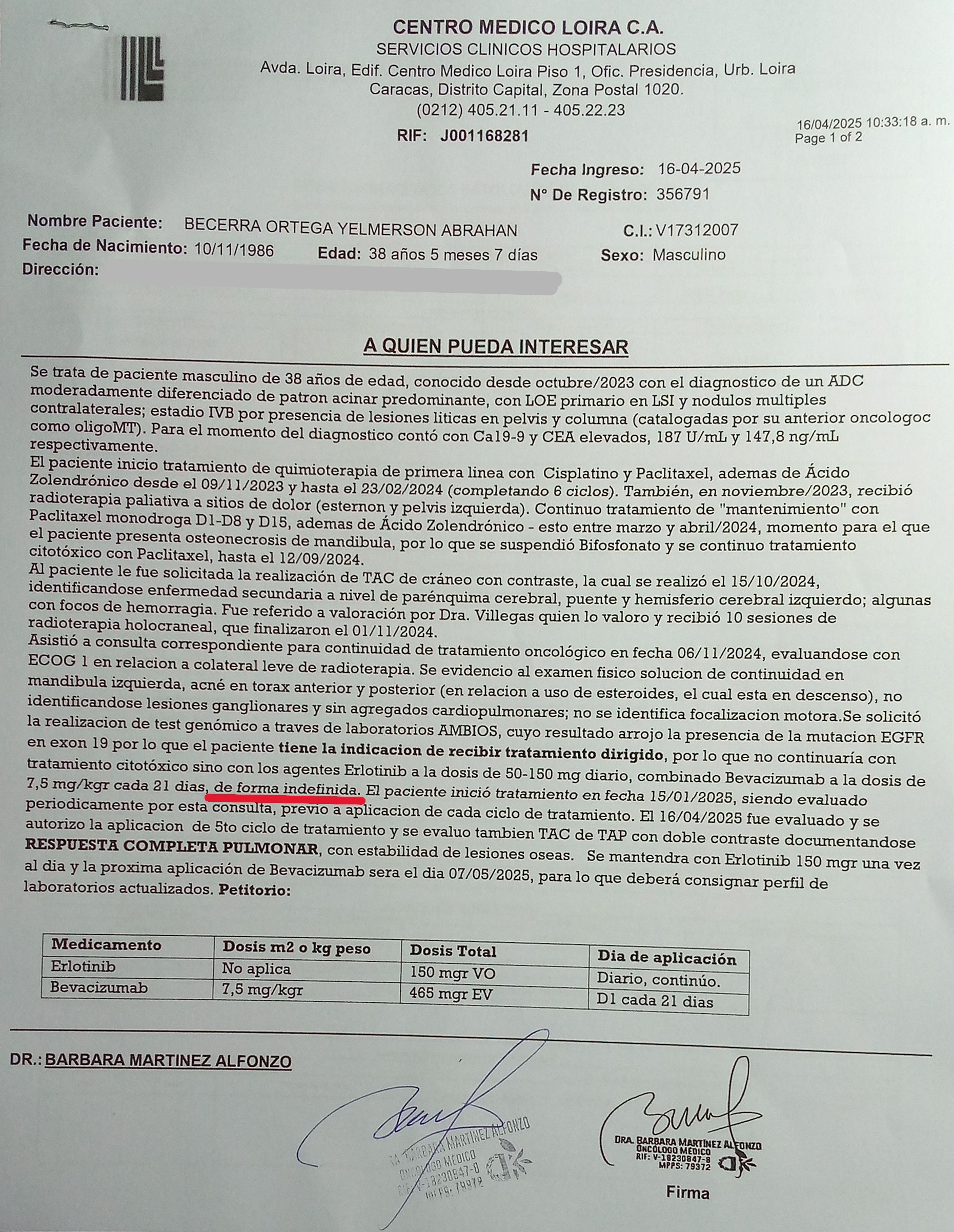 Informe oncológico 16-04-2025
