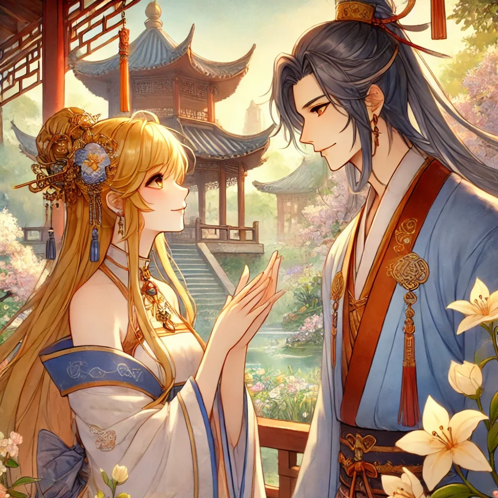 DALL·E-2024-07-17-07.22.15-A-beautiful-anime-style-illustration-in-a-watercolor-painting-style-inspired-by-the-game-Genshin-Impact.-The-scene-depicts-the-adult-Huang-Yueying-a.webp