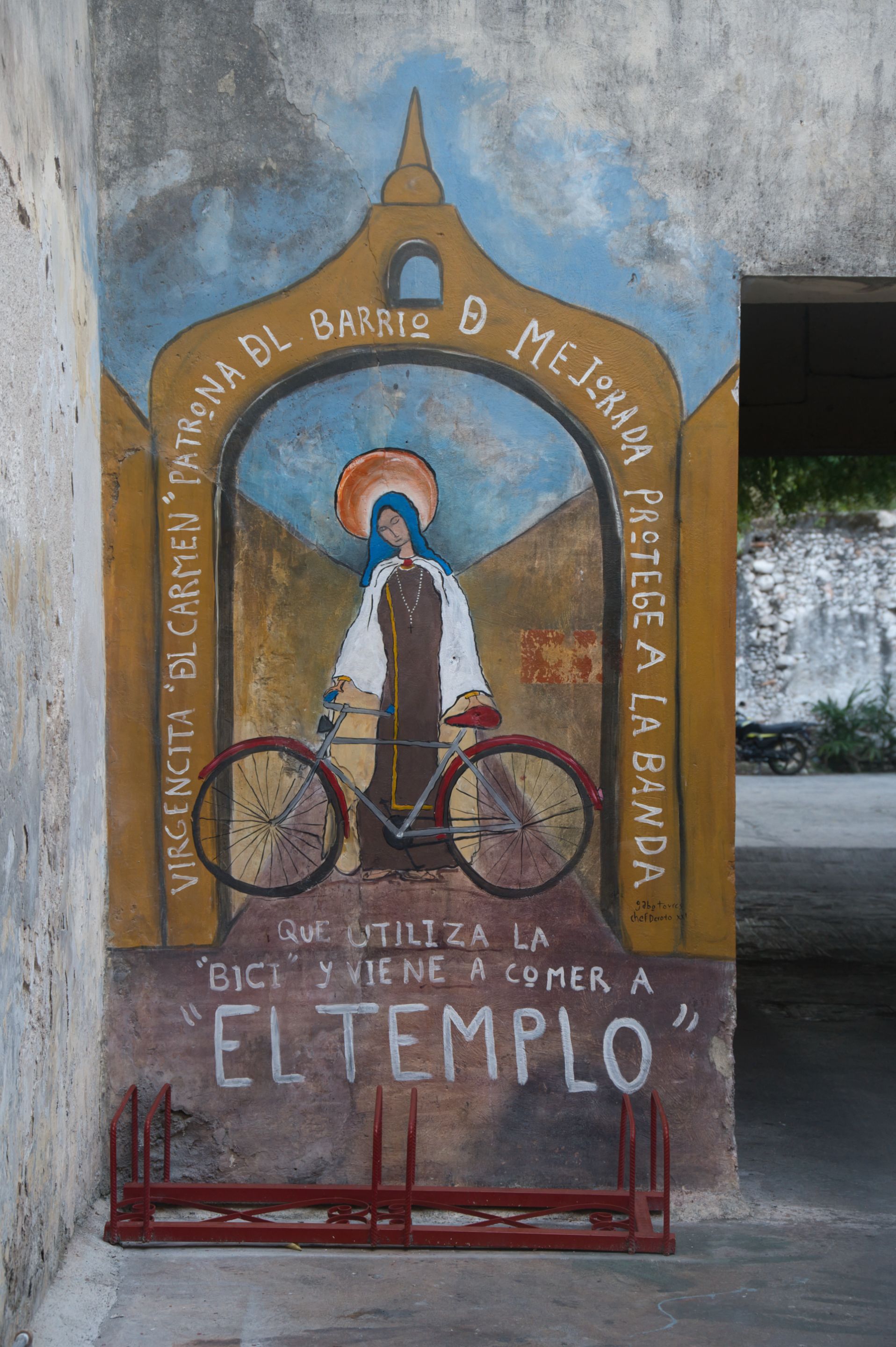 For those that use the bike to come to eat at the temple