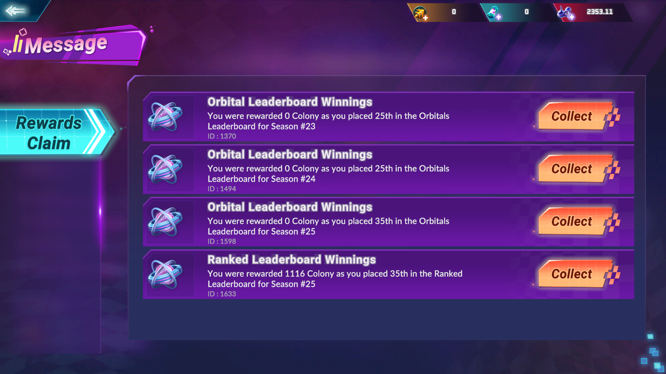 My Rewards for Moon Karts Season #25