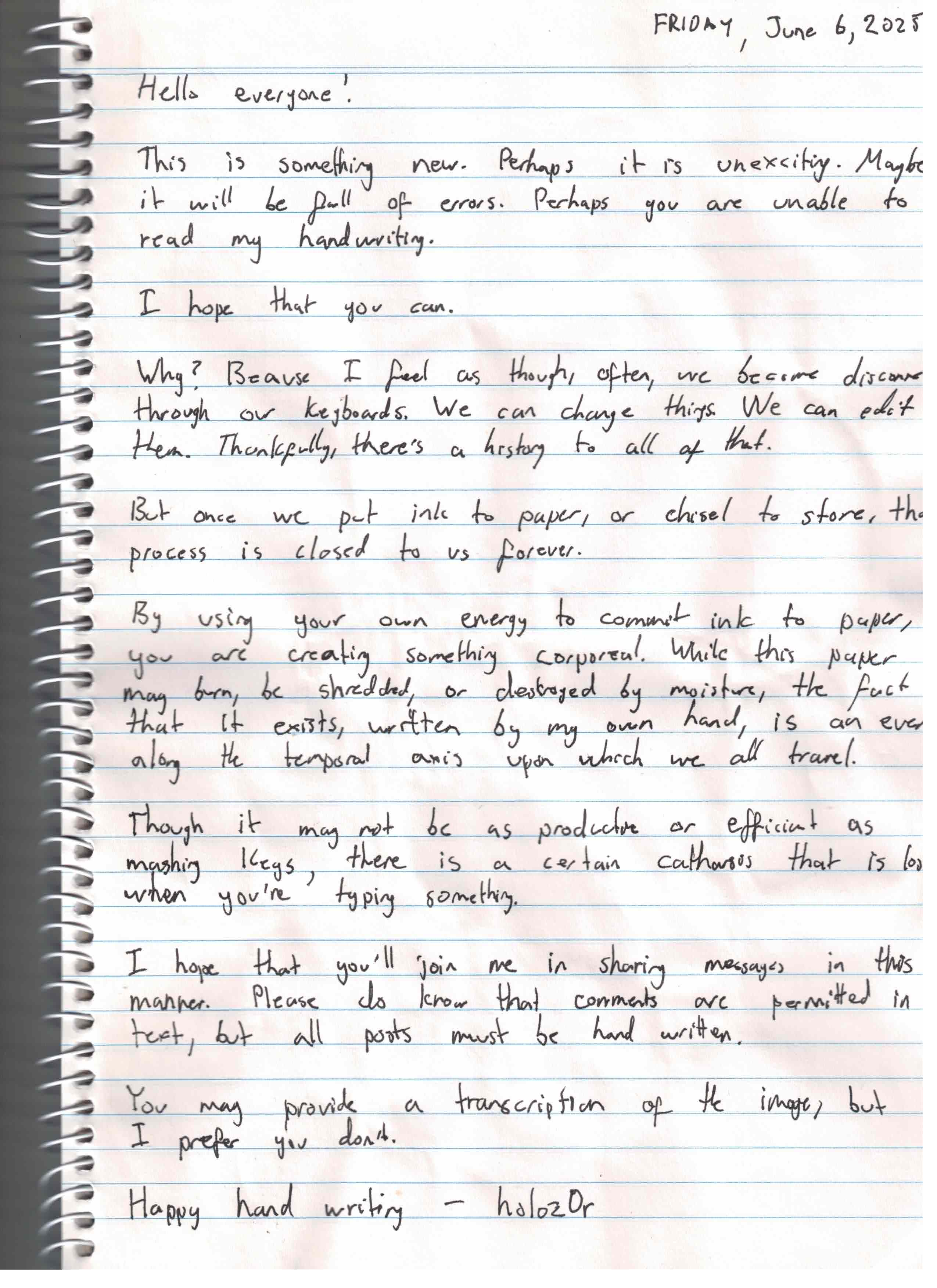 Welcome to the Hand Written Community.