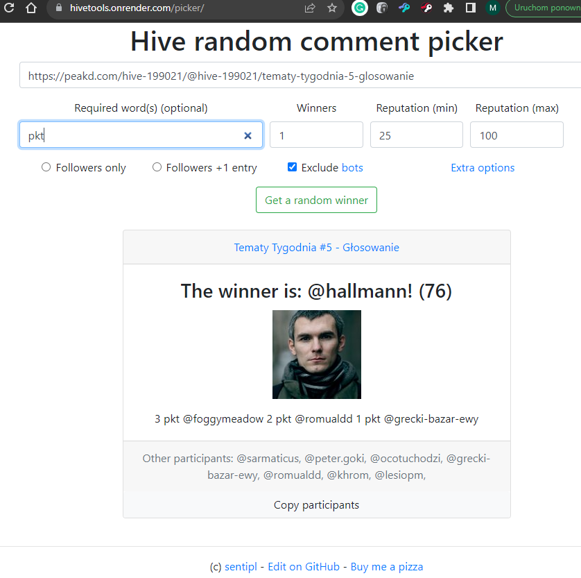 wyniki losowania TT #5
