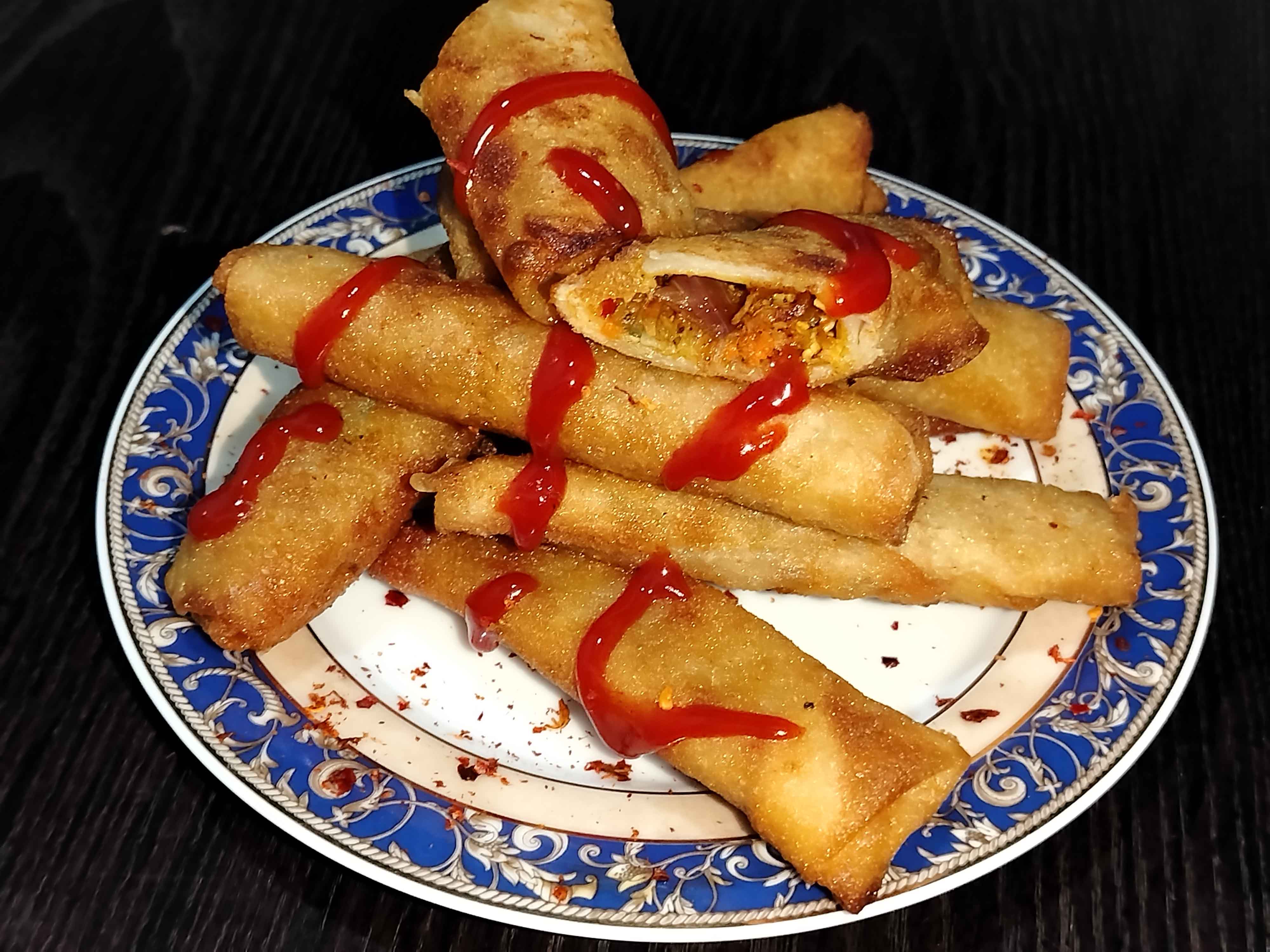 Preparing a delicious roll snack recipe suitable for tea time.