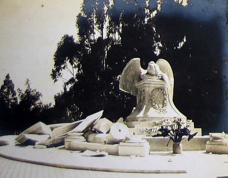 The Ruined Angel of Grief at Standford University, after the Earthquake