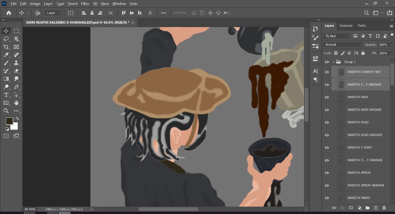 GRIMREAPER KALEMBO X HUMANSLEEP - gradation barista cowboy hat.jpg