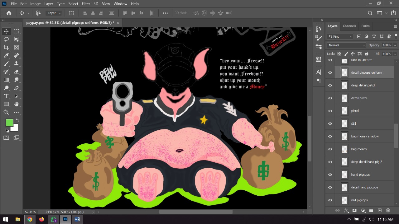 uniformed thugs - coloring - money bag, currency, and gun part.jpg
