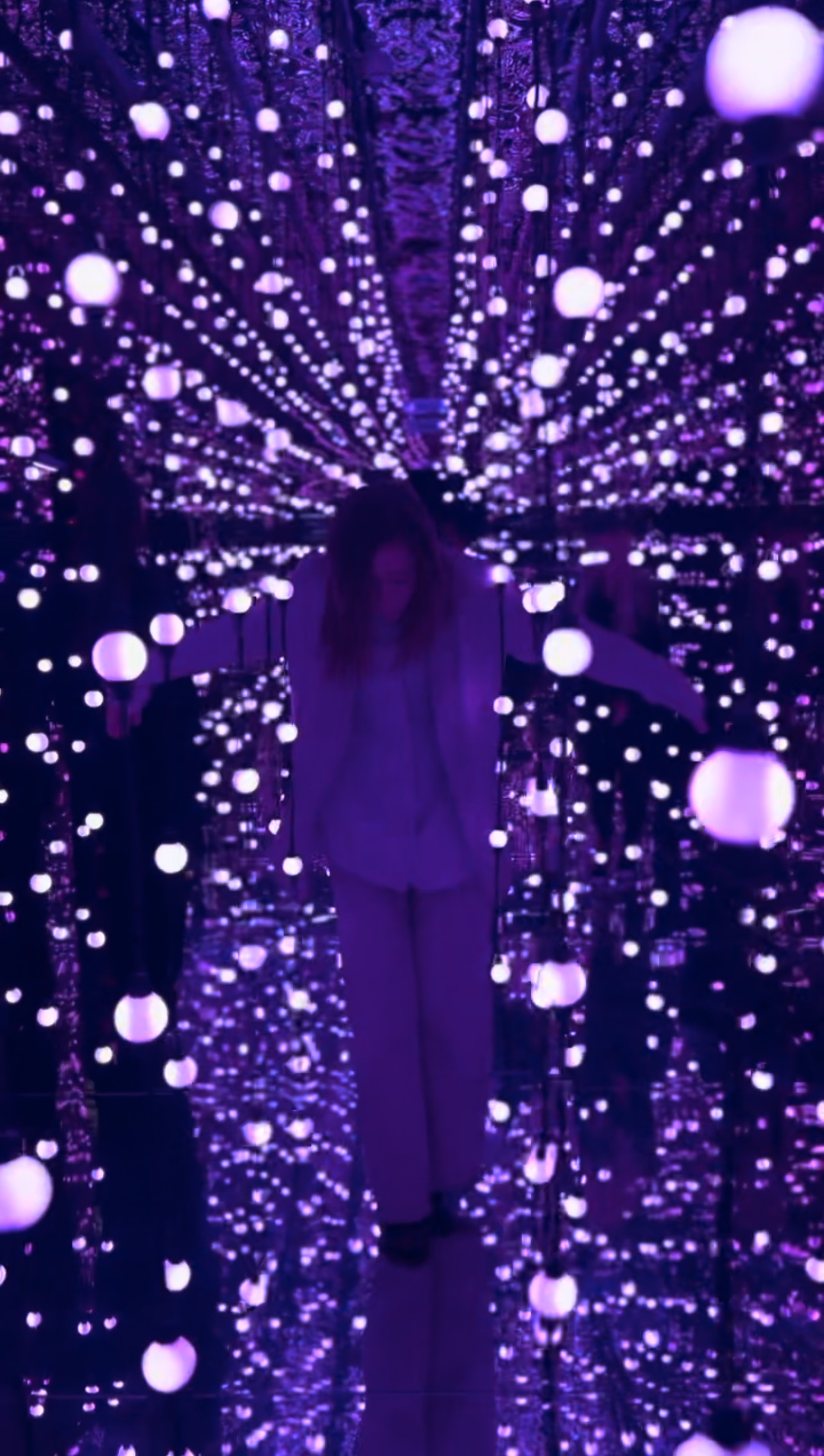 Purple me, growing wings in the infinite tunnel of light
