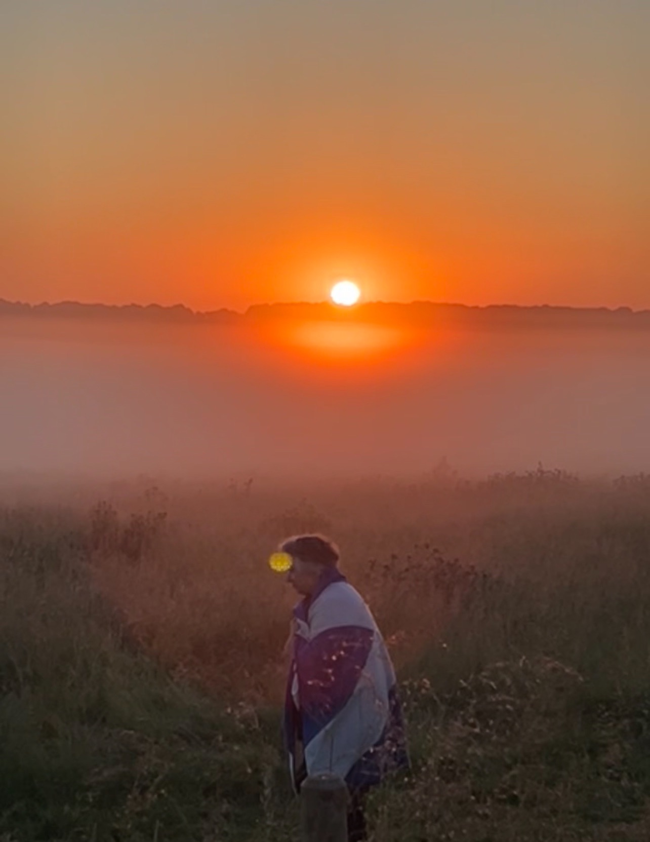 Sunrise Walk out of the crowd, Summer Solstice, Stonehenge, UK, 2024