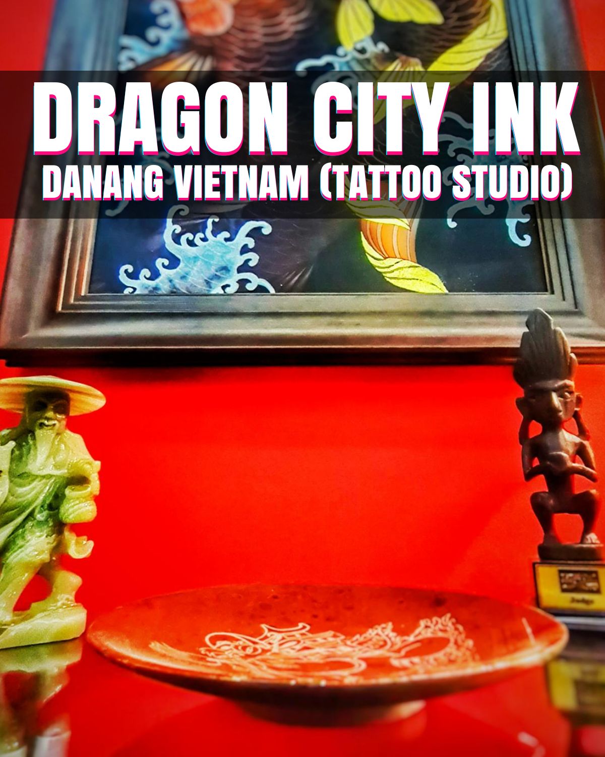 Red ink dragon on the upper back