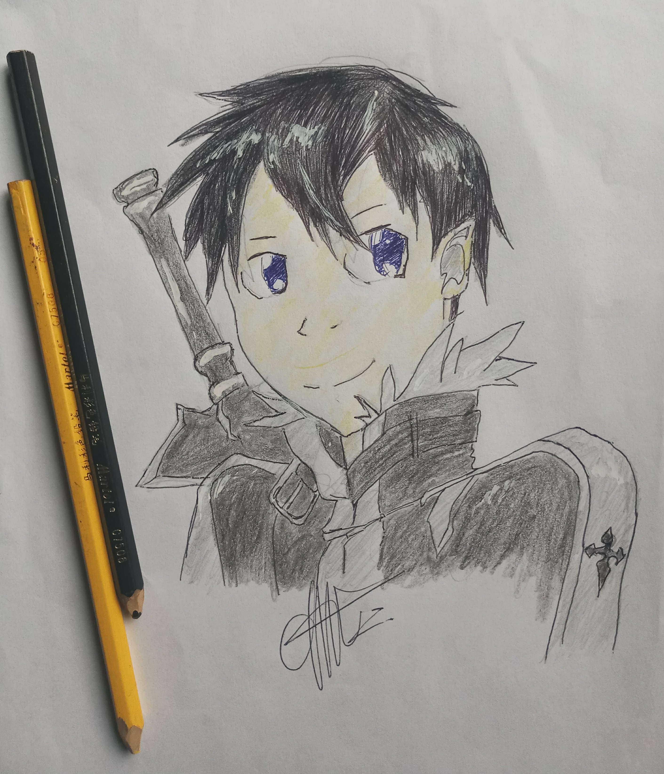 Day3: anime character pen drawing: Kirito