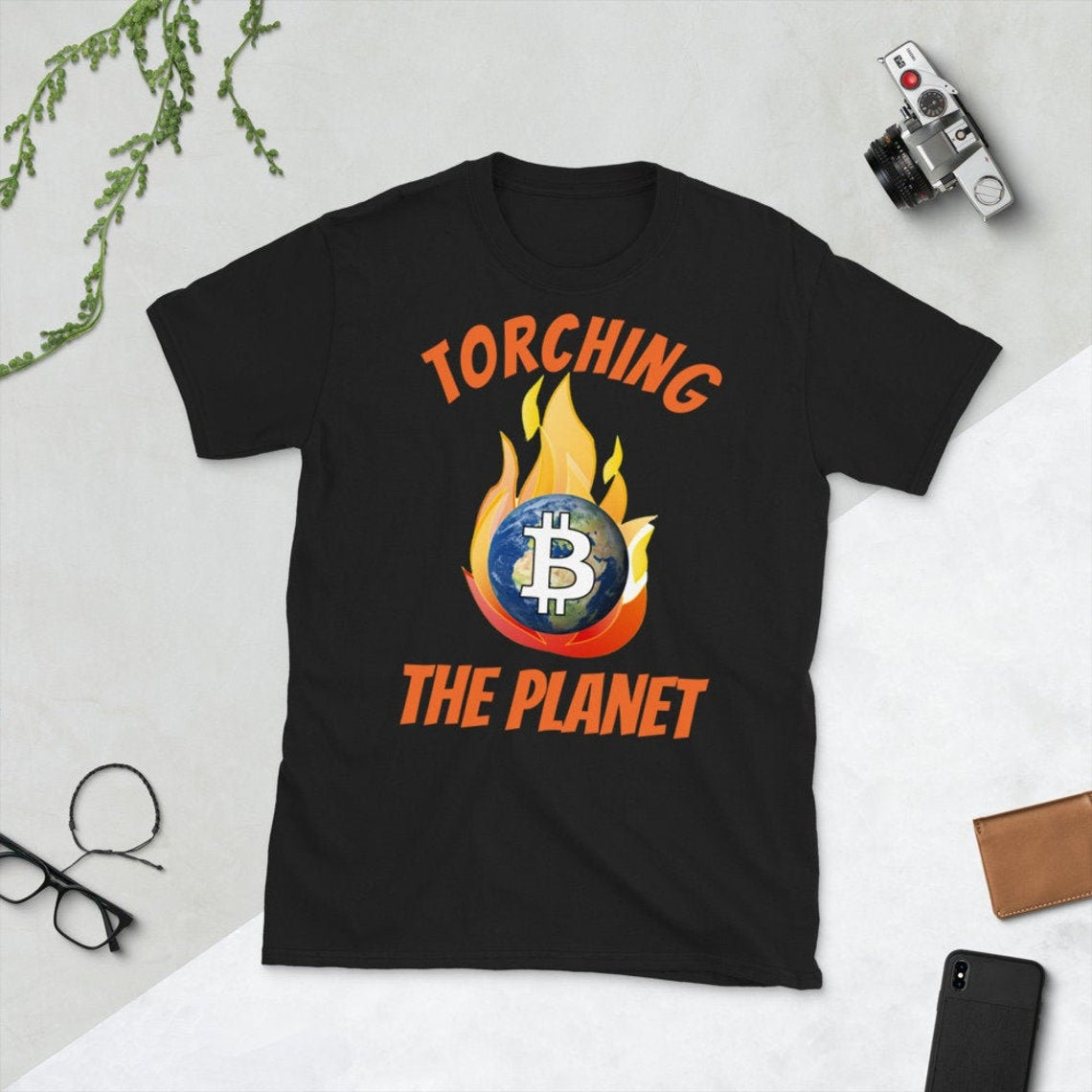 Torching the Planet for Fun and Profit Bitcoin Short-Sleeve Unisex T-Shirt - Now Available in the Shop - 5 Different Color Options